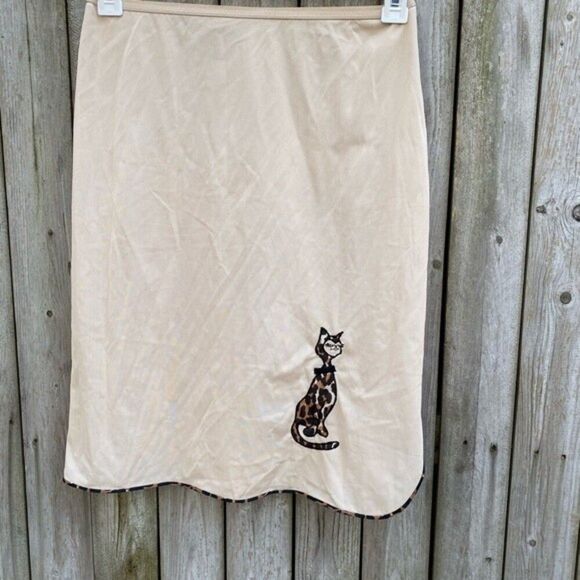 Vintage 60s 1960s Vanity Fair cheetah print cat nylon skirt slip small - Picture 9 of 9